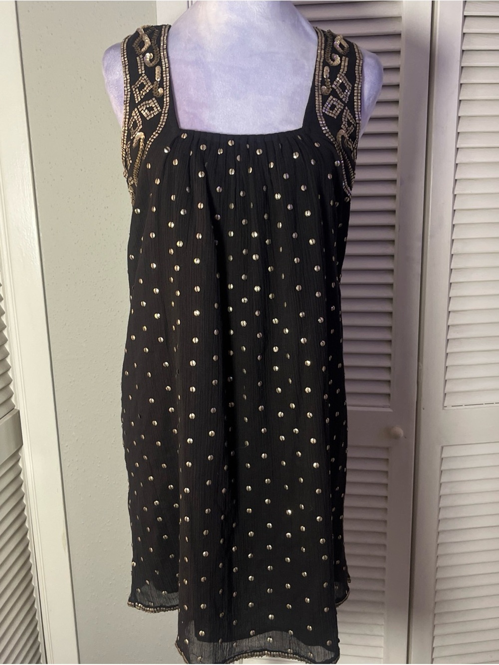NWT Calypso St. Barth Black Beaded Sleeveless Dress Sz S